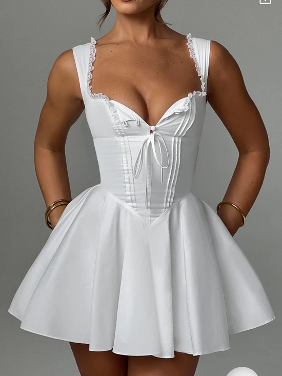 babyboo Dresses & Skirts - White Corset Mini Dress with Sweetheart Neckline